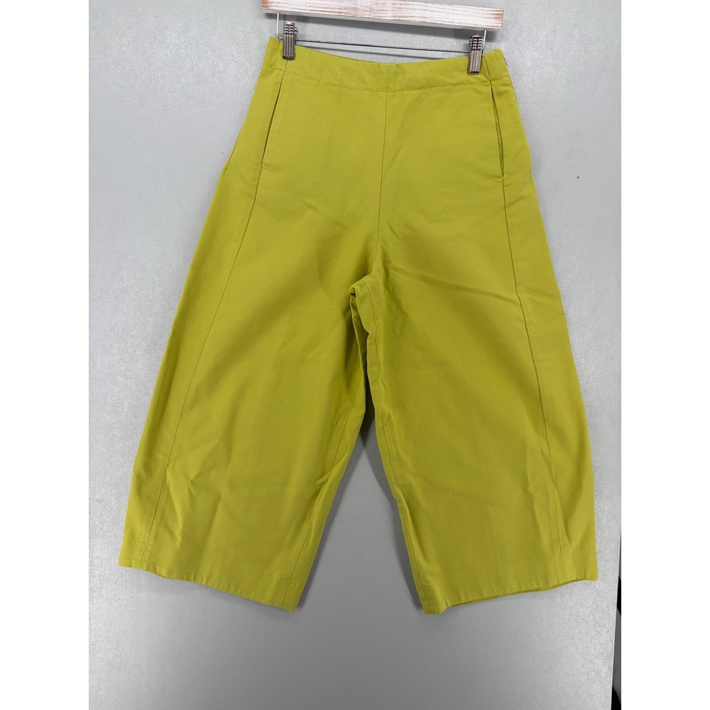 Nine In The Morning Mia Pants‎ Womens 25 Lime Green Wide Leg Cropped Side Zip
